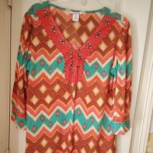 Krista Lee Beads Embellished Neckline Top